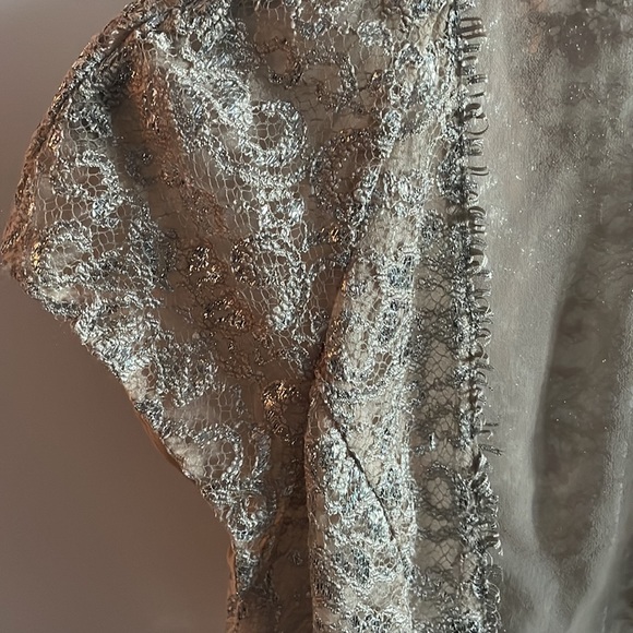 Beautiful silver metallic lace and nude shrug - Picture 2 of 4